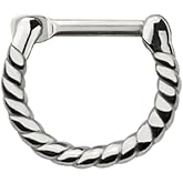 Pierced Owl 16GA 316L Stainless Steel Rope Design Septum Clicker Ring