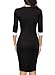 WOOSEA Women's 2/3 Sleeve Colorblock Slim Bodycon Business Pencil One-Piece Dress (Black, Medium)