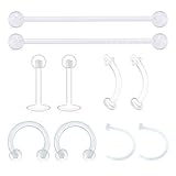 D.Bella Clear Cartilage Earring Industrial Barbells Retainer Clear Acrylic Industrial Rook Daith Helix Cartilage Tragus Earring Retainer