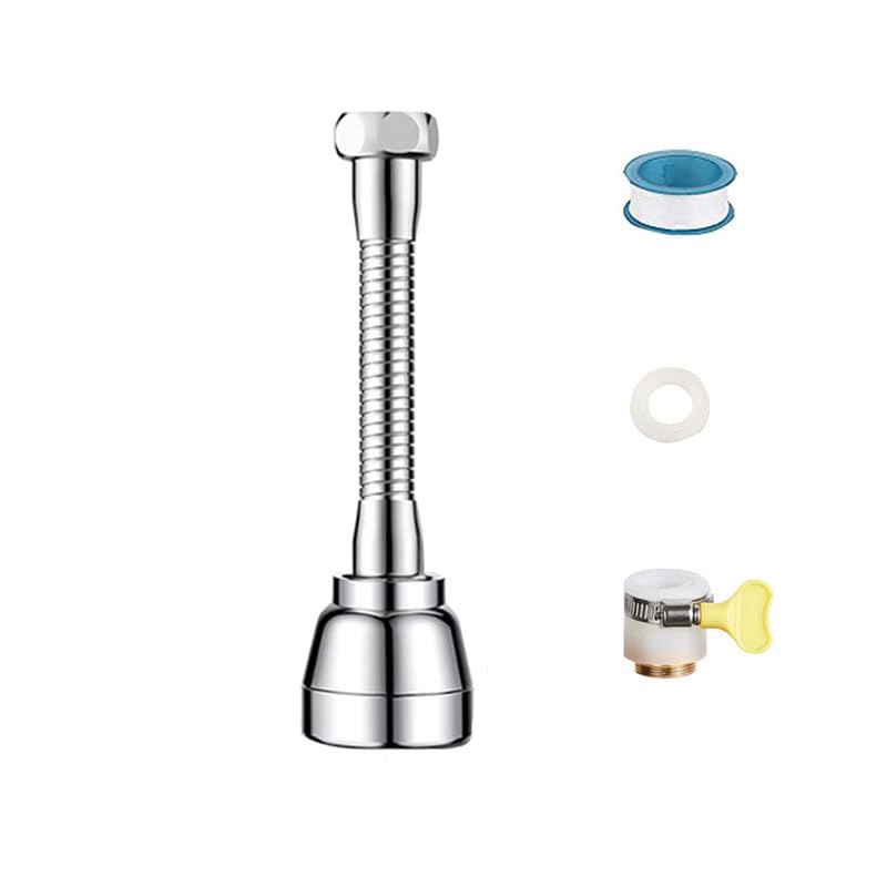 CLKE Universal Brass Kitchen Faucet 172 mm Extension Tap 360° Flexible Kitchen Tap 360° Three Modes Pressurisation Anti-Splash Installation Accessories (Silver)