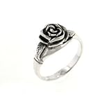 Small Sterling Silver Detailed Rose Flower Ring(Sizes 3,4,5,6,7,8,9,10)