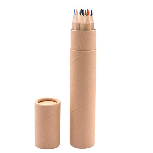 Dunnomart 12 pcs Wood Colored Pencil 1723mm Drawing Student Office Stationery Paper Cylinder Packaging