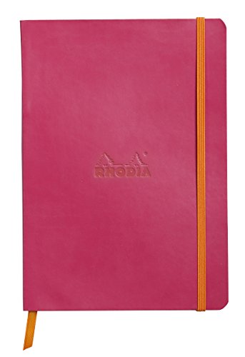 Rhodiarama Rodia Leather Softcover A5 Raspberry Notebook - Dotted Pages - 5.8 x 8.3 in
