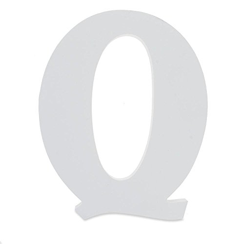 6" Classic Font White Color Wooden Letter Q