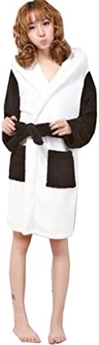Km Women Cartoon Panda Coral Velvet Thicken Hooded Nightgown/bathrobe (M)