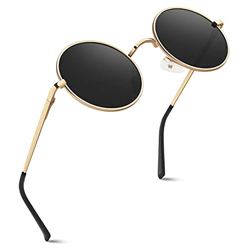 GQUEEN Retro Round Polarised Sunglasses Men Women UV400 Protection MEZ1