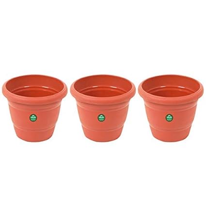 Greenport Plain Color Round Plastic Planter Flower Pot for Home and Garden Indoor Plant (Multicolor) 3 Pcs