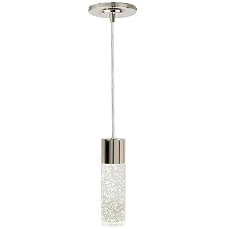 Polished Nickel Mini Pendant Light style selections dunwynn 2 75 in polished nickel mini seeded glass cylinder led pendant amazon com