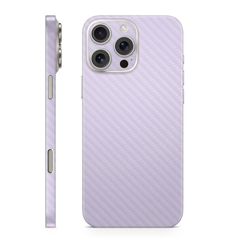 Carbon Fiber Phone Skin Compatible with Apple iPhone 16 Pro Max - Solid Lilac -…