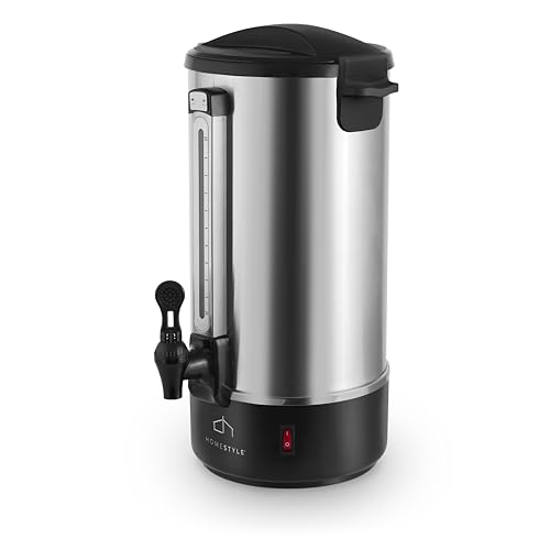 Homestyle Cafetera Percoladora de Acero Inoxidable Capacidad de 10L para 50 Tazas 120v con Medidor De Agua
