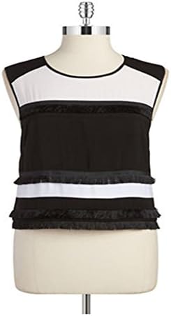 Dknyc Women Fringe Accent Blouses Top Black Large
