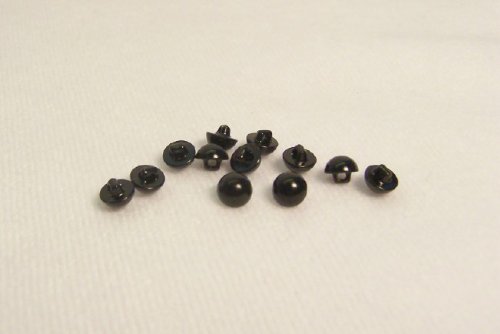 Sassy Bears 4mm Solid Black Sew-in Button Eyes for Bear, Doll, Puppet, Plush Animal and Craft - 10 Pairs