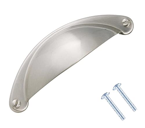 TERF® Traditional Brushed Nickel Cabinet Pull Handle 64mm Semi Circle Handle Pull Knob Including Fixing Screw for Use Window Drawer Cupboard Cabinet Wardrobe Door Gate - Pack of 1 — image 1