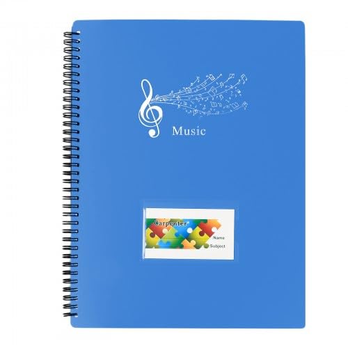 A4 Sheet Music Folder, Music Folder Paper Documents, 60 Pages Music File Folder, Spiral Binder Music File Folder for Musicians, Band, Concert, Piano (Blue)