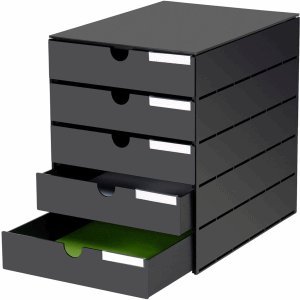 Styro Schubladenbox styroval USM 5 Schubladen geschlossen schwarz/schwarz