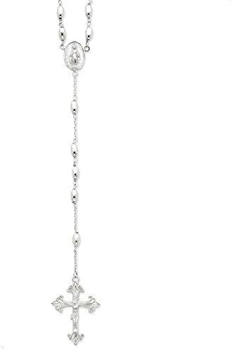 Sterling Silver Polished Rosary Necklace,18