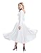 YiZYiF Women's Liturgical Praise Dance Dress with Long Sleeve Round Neck Skirt Costume White Large