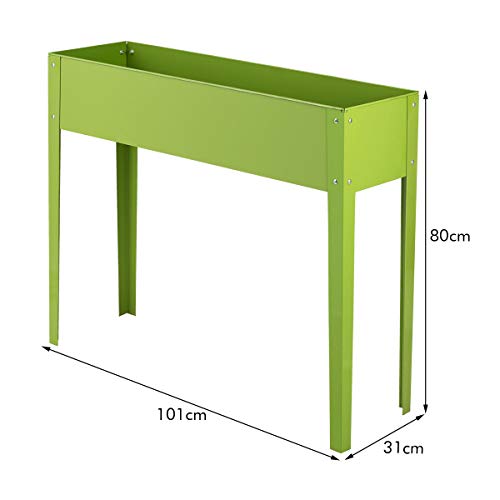 COSTWAY Hochbeet Metall, Pflanzkasten Blumenbeet Gartenbeet Blumenkasten Blumentrog Grün für Obst, Blumen, Gemüse im… – Bild 8