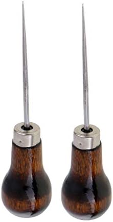 Dailymall 木製ハンドル 千枚通し 縫製 パンチング 穴あけ工具 在庫処分 2本入り レザークラフト アクセサリー