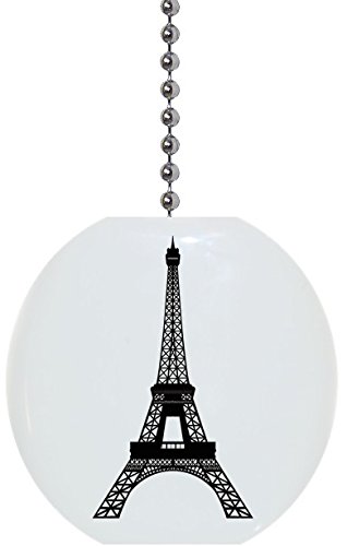 Black Eiffel Tower Solid Ceramic Fan Pull