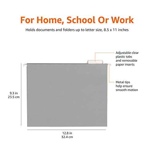 Amazon Basics Hanging File Folders, Letter Size, Gray, 25Pack Pricepulse