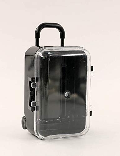 nanguawu Black Transparent Luggage Box Dollhouse Miniature Plastic Rolling Suitcase for BJD Doll