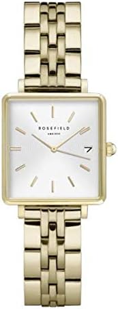 Women's Watch The Boxy XS White Dial Sunray Steel Gold Strap Gold Square Case QMWSGSK-X247