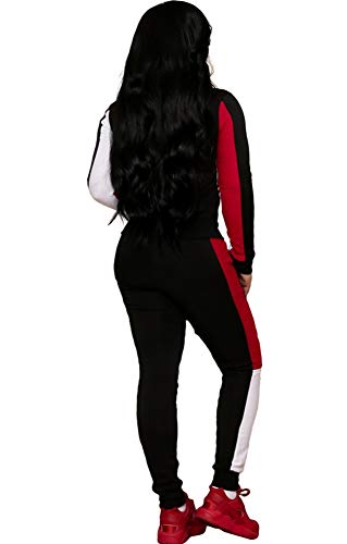 Deloreva Women Two Piece Outfits - Long Sleeve Zip Up Jacket Jogging Suit Pant Set Activewear Jumpsuit Black XL