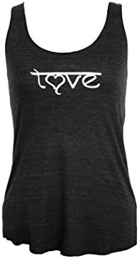 Karmala Love Mantra Yoga Tank Top - Soft Racerback, Medium, Charcoal Black