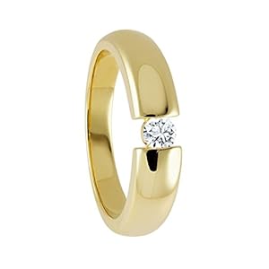 Diamond Line Damen Ring Solitaire 585 Gelbgold 1 Brillant 0.15 ct. getöntes Weiß Lupenrein, gelbgold / weißgold