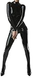 AvaCostume Women's Latex Catsuit Bodysuit Unitard Tights, M, Black
