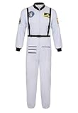frawirshau Astronaut Costume Adult Role Play Cosplay Costumes Spaceman Flight Jumpsuit Space Suit for Men White 2XL