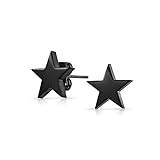 Black Stainless Steel Star Stud Earrings Unisex 10mm
