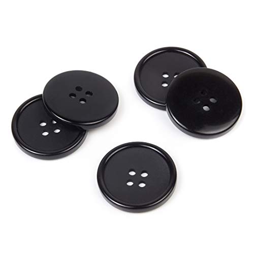 Black Button 1 Inch Buttons Sewing Flatback Button Black Coat Buttons Black Colored Pack of 10