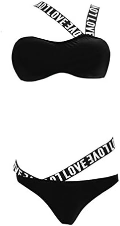 Assong Women's Sexy Letters Aglet Bikini Bikini Bwimsuit Black