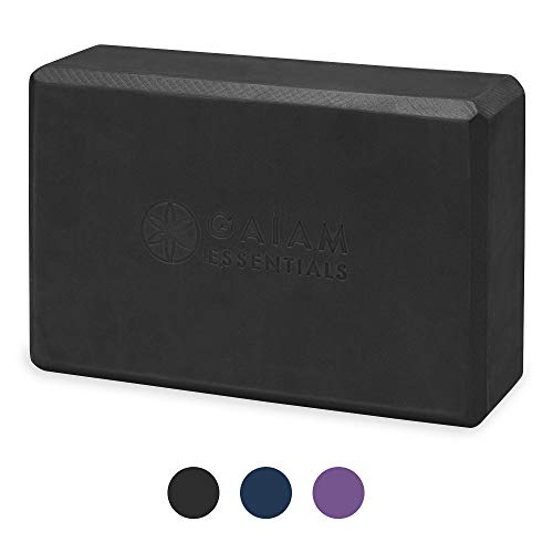 Gaiam Essentials Yoga Brick | Sold as Single Block | EVA Foam Block Accessories for Yoga, Meditation, Pilates, Stretching (Black)