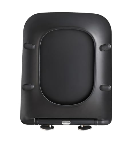 Mass Dynamic Square Toilet Seat Soft Close, One Button Quick Release Toilet Seats for Easy Cleaning, Easy Installation with Top Fixing & Adjustable Hinges, Slim Toilet Seat