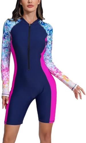 SEYUTWET Women's Full Body Rash Guard One Piece Front Zip Swimsuit