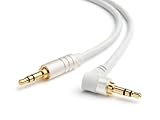 BlueRigger 3.5mm Right Angle Male to Flat Male Stereo Audio Cable - 6 Feet (White) - Supports iPhone, iPod, iPad, Kindle Fire, Android and other Smartphones