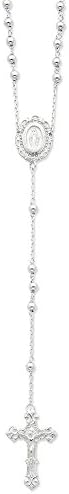Sterling Silver Polished Rosary Necklace,18
