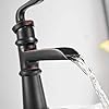 BWE Bathroom Faucet Oil Rubbed Bronze Single Handle Single Hole Waterfall Bathroom Sink Faucet with Drain Assembly with…