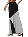DJT Women's Color Block High Waist Long Maxi Skirt with Pockets Grey+Black L