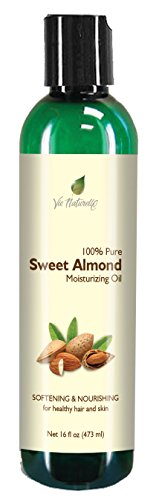 Sweet Almond Oil for Skin, Hair, Massage, & Cooking - 100 % Pure Hexane Free - No Fillers, Dyes or Artificial Ingredients of Any Kind - 16 Fl Oz