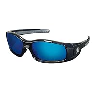 Crews SR118B Swagger Brash Look Polycarbonate Dual Lens Glasses with Polished Black Frame and Blue Diamond Mirror Lens