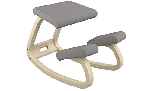 Varier Variable Balans Original Kneeling Chair Designed by Peter Opsvik (Dark Grey Revive Fabric with Natural Ash Base)