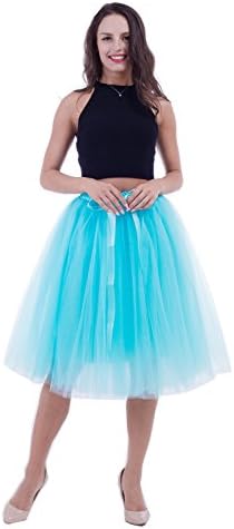 Women's Tulle Skirt 7 Layers Tutus for Women A Line Knee Length Petticoat Wedding Party Adult Midi Skirt