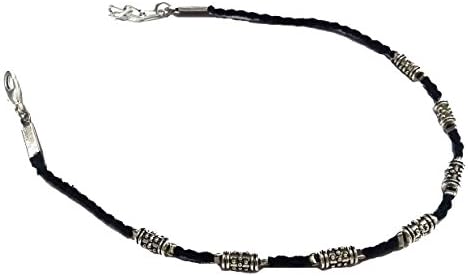 Black Thread Anklet with 7 Carving Oxdised Beads.