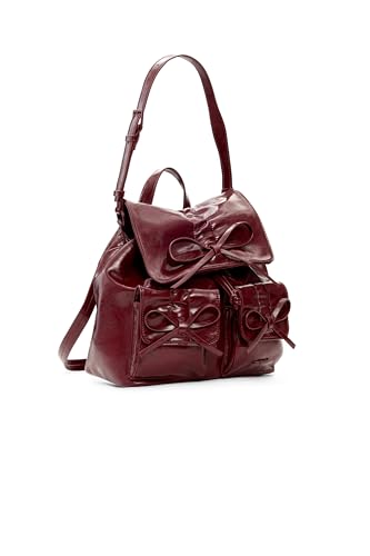 Femme Petit sac à dos brillant avec nœud.