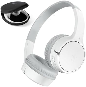 SoundForm Mini Kids Wireless Headphones with Built-In Microphone, 30H of Playback Time, & Fun Stickers - Over-Ear Headsets for Online Learning, School, Travel, iPhone, iPad, Galaxy - White