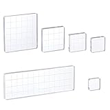 Whaline 6 Pieces Acrylic Stamp Block Clear Stamping Tools Set with Grid Lines for Scrapbooking Crafts Card Making, Assorted Sizes